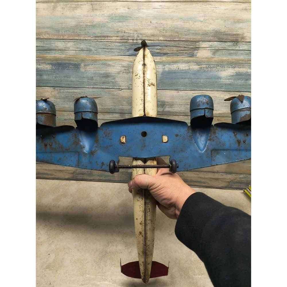Large c40s Buddy L Pressed Steel TRANSPORT AIRPLANE Wood Wheels‎ AS IS SALE
